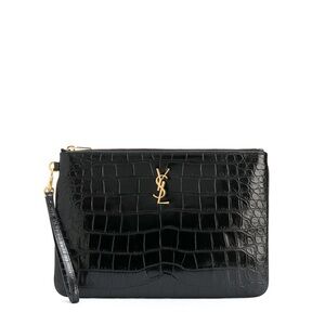Saint Laurent Black Crocodile Pattern Clutch | Used Once
